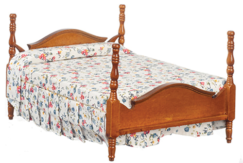 AZT6450 - Double Bed, Walnut, Assorted Fabric, Cs