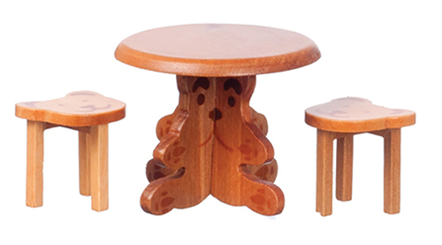 AZT6464 - Small Table With 2 Bear Stools
