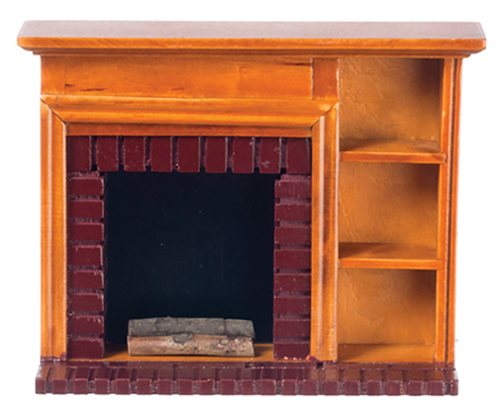 AZT6519 - Fireplace with Shelves, Walnut