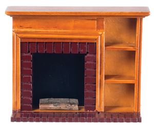 AZT6519 - Fireplace with Shelves, Walnut