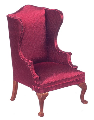 AZT6789 - Wing Chair, Burgundy/Walnut