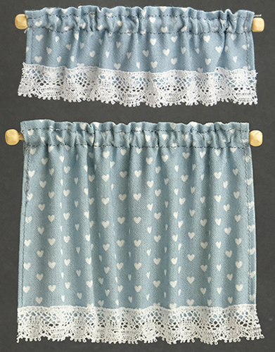 BB50413 - Cottage Curtains: Nursery Hearts, Blue