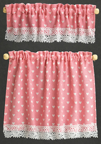 BB50414 - Cottage Curtains: Nursery Hearts, Pink