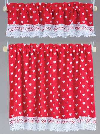 BB50416 - Cottage Curtains, Nursery Hearts, Red