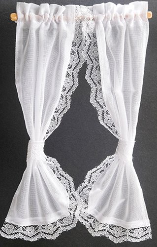 BB52202 - Tie Back: Ruffled Sheer Curtain 7 In, White