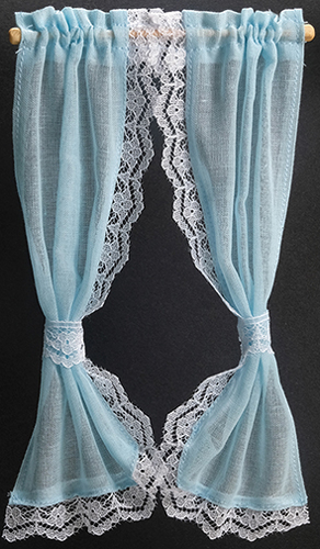 BB52203 - Tie Back: Ruffled Sheer Curtain 7 In, Blue