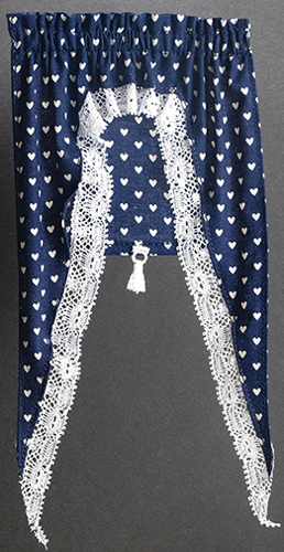 BB56138 - Tiffany Hearts with Shade Curtain, Dark Blue
