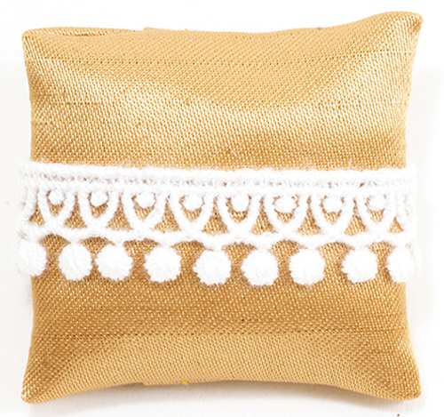 BB80007 - Pillow, Gold with White Lace Tassel