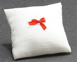 BB80012 - Pillow, White With Red Bow