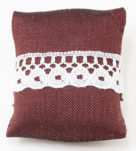BB80014 - Pillow, Burgundy With White Lace
