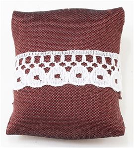 BB80014 - Pillow, Burgundy With White Lace