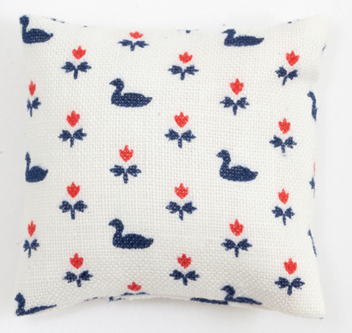 BB80024 - Pillow: White with Navy Blue Ducks