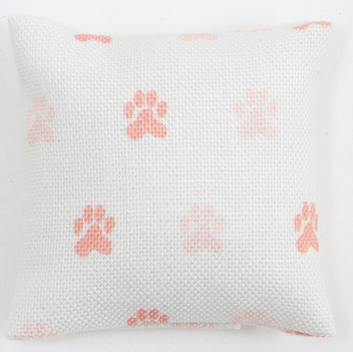 BB80027 - Pillow: White with Pink Paw Prints
