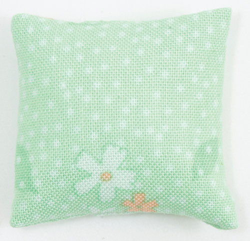 BB80028 - Pillow: Green with Flowers and Polka Dots