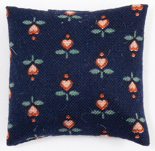 BB80030 - Pillow: Navy with Pink Heart Flowers