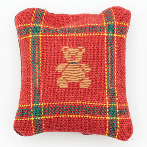 BB80035 - Pillow: Red Plaid with Teddy Bear in Middle