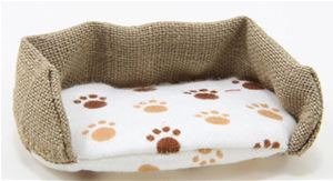 BB90007 - Dog Bed, Large, Paw Print With Burlap Fabric
