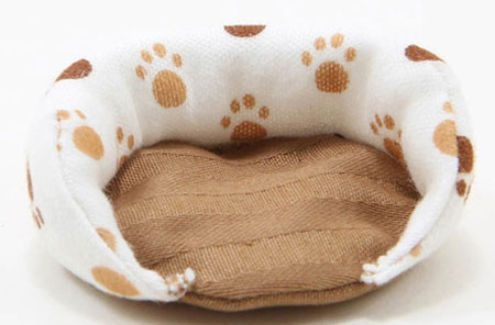 BB90016 - Dog Bed, Small, Paw Print with Brown Fabric