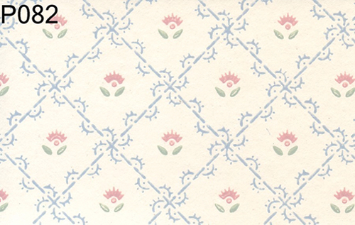 BH082 - Prepasted Wallpaper, 3 Pieces: Blue Floral Geometric