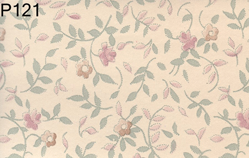 BH121 - Prepasted Wallpaper, 3 Pieces: Rose Floral On Beige Glos