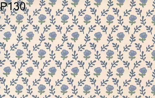 BH130 - Prepasted Wallpaper, 3 Pieces: Blue Floral On Cream
