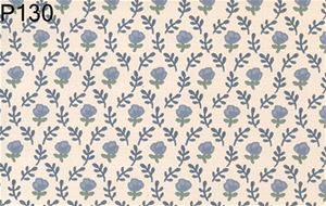BH130 - Prepasted Wallpaper, 3 Pieces: Blue Floral On Cream