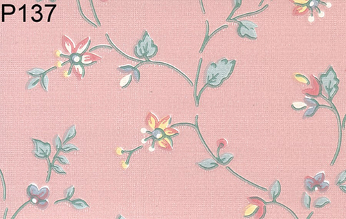 BH137 - Prepasted Wallpaper, 3 Pieces: Floral Print On Rose
