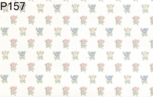 BH157 - Prepasted Wallpaper, 3 Pieces: Bl Floral Print/Crm