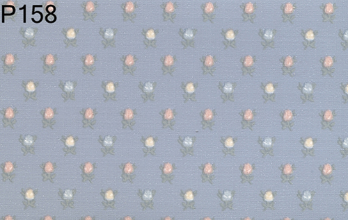BH158 - Prepasted Wallpaper, 3 Pieces: Floral Print On Blue