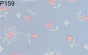 BH159 - Prepasted Wallpaper, 3 Pieces: Peach Floral On Blue