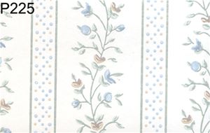 BH225 - Prepasted Wallpaper, 3 Pieces: Blue/White Floral Stripe