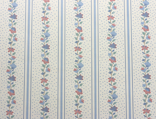 BH320 - Prepasted Wallpaper, 3 Pieces: Blue Floral Stripe