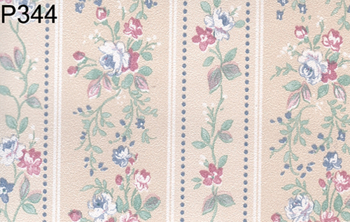 BH344 - Prepasted Wallpaper, 3 Pieces: Rose Floral Stripe