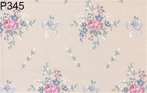 BH345 - Prepasted Wallpaper, 3 Pieces: Rose Floral On Beige
