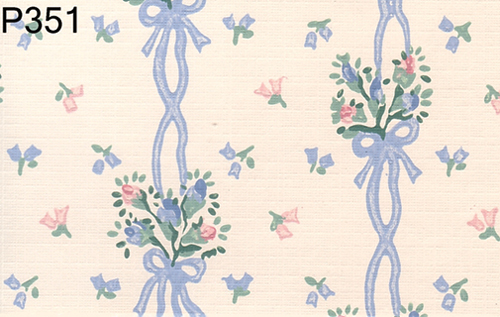 BH351 - Prepasted Wallpaper, 3 Pieces: Blue Ribbon Stripe
