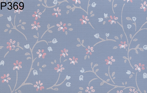 BH369 - Prepasted Wallpaper, 3 Pieces: Pink Floral On Blue