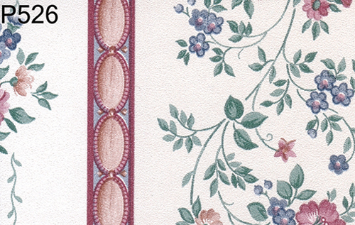 BH526 - Prepasted Wallpaper, 3 Pieces: Maroon Paneled Flrl Vine