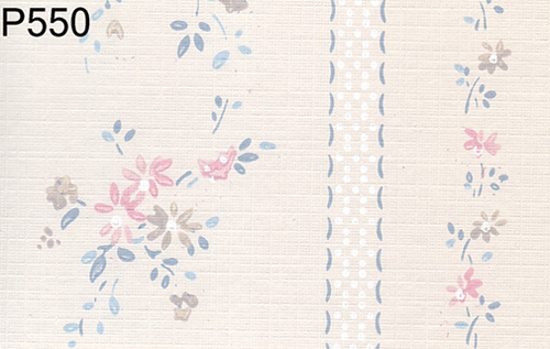 BH550 - Prepasted Wallpaper, 3 Pieces: Floral Ribbon On Ecru