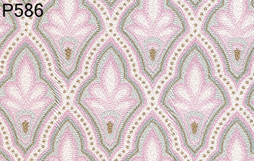 BH586 - Prepasted Wallpaper, 3 Pieces: Pink Bordered Motif