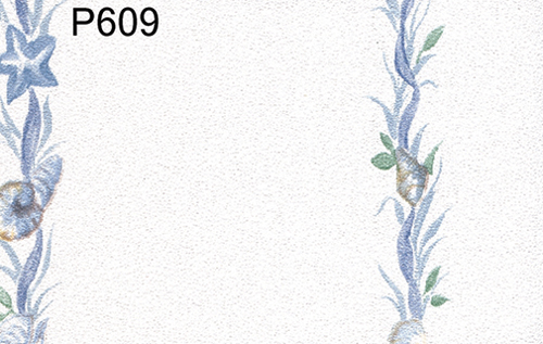 BH609 - Prepasted Wallpaper, 3 Pieces: Blue Ribbon Shells