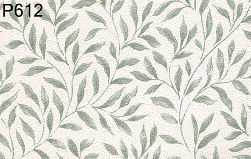BH612 - Prepasted Wallpaper, 3 Pieces: Subdued Green Leaves