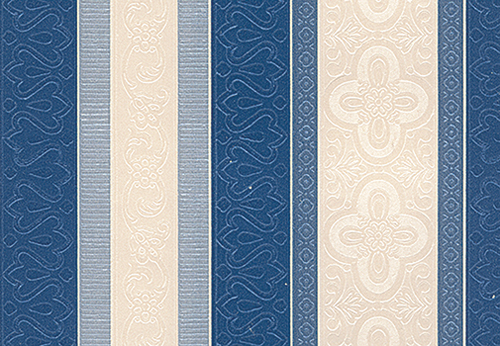 BH656 - Prepasted Wallpaper, 3 Pieces: Cobalt/Wh Embossed Stripe