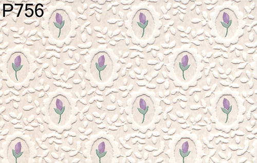BH756 - Prepasted Wallpaper, 3 Pieces: Lilac Bud In Beige Frame