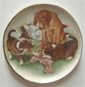 BYBCDD128 - 2 Puppies with Clothing Platter, 1-1/2 Inch, 1Pc