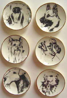 BYBCDD265 - 6 Black/White Dog Plates