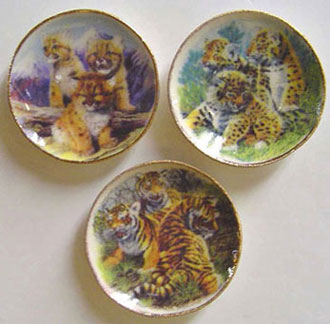 BYBCDD269 - 3 Wild Cat Plates