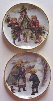 BYBCDD324 - 2 Victorian Winter Scene Platters