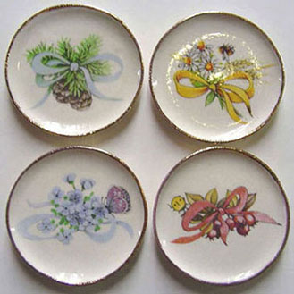 BYBCDD397 - 4 Flower With Bow Platters