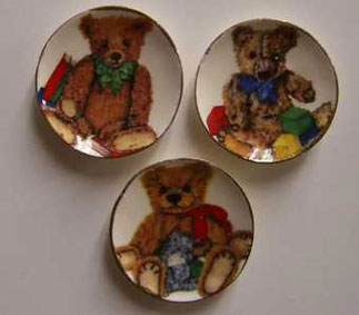 BYBCDD474 - 3 Bright Toy Bear Plates