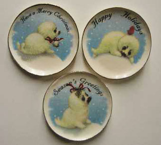 BYBCDD486 - 3 Christmas Baby Seal Platters